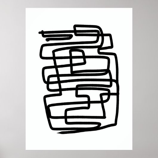 モダンな黒と白のシンプルな幾何学模様 ポスター (正面)