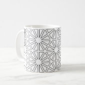 モダンな黒と白のスターバースト幾何学模様 コーヒーマグカップ (正面左)