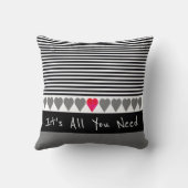 モダンな黒と白のストライプ クッション (裏面)