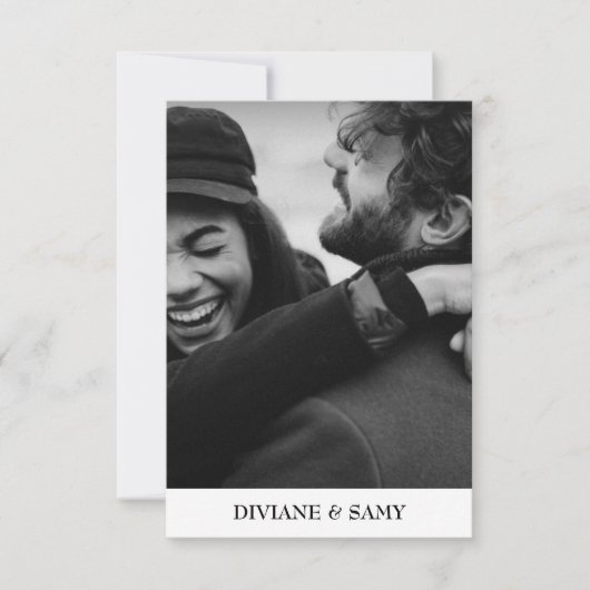 モダンな黒と白のタイポグラフィー写真の感謝カード サンキューカード (正面)