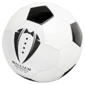モダンな黒と白のタキシードの花婿介添人ギフト サッカーボール (3/4)
