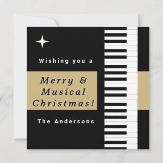 モダンな黒と白のピアノの鍵盤 クリスマス カード
