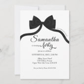 モダンな黒と白のボウコケッタ 40歳の誕生日 招待状 (正面)