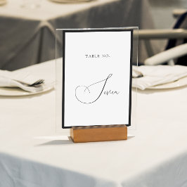 モダンな黒と白のボーダー シンプルな結婚式のカリグラフィー テーブルナンバー
