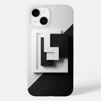 モダンな黒と白のミニマリスト携帯ケース - 3D Case-Mate iPhone 14ケース