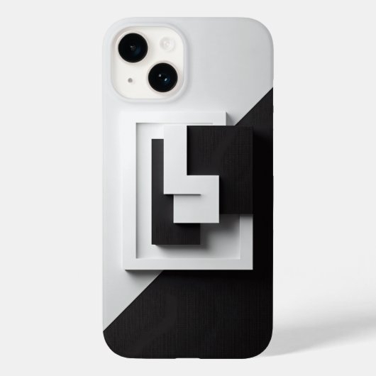 モダンな黒と白のミニマリスト携帯ケース - 3D Case-Mate iPhoneケース (裏面)