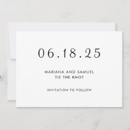 モダンな黒と白のミニマリスト結婚式 セーブザデート