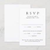 モダンな黒と白のミニマリスト結婚式 出欠カード (正面/裏面)