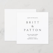 モダンな黒と白のミニマリスト結婚式 招待状 (正面/裏面)