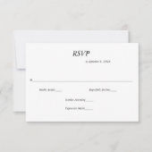 モダンな黒と白のミニマリスト結婚式RSVPカード (正面)