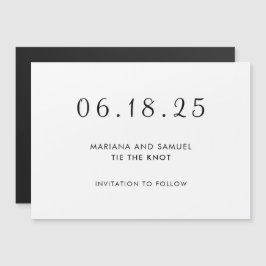 モダンな黒と白のミニマリストSave the Date マグネット招待状