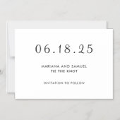 モダンな黒と白のミニマリストSave the Date マグネット招待状 (正面)