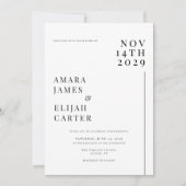 モダンな黒と白のミニマルな結婚式 招待状 (正面)