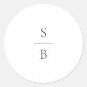 モダンな黒と白のモノグラム ウェディング ラウンドシール (正面)