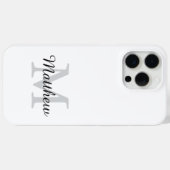 モダンな黒と白のモノグラム スクリプト名 Case-Mate iPhoneケース (裏面 (横))