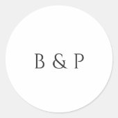 モダンな黒と白のモノグラム ミニマリスト結婚式 ラウンドシール (正面)