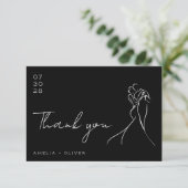 モダンな黒と白のロマンティックな結婚式 サンキューカード (スタンド正面)