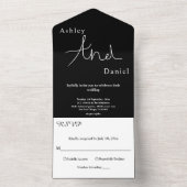 モダンな黒と白の上品な結婚式 オールインワン招待状 (内側)