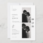 モダンな黒と白の二枚の写真の結婚式招待状 招待状 (正面)