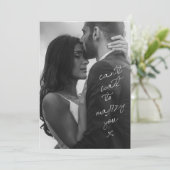 モダンな黒と白の写真と手書きの結婚式 招待状 (スタンド正面)