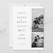 モダンな黒と白の写真の結婚式の招待状 招待状 (正面)