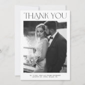 モダンな黒と白の写真の結婚式ミニマリスト サンキューカード (正面)