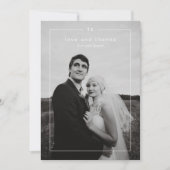 モダンな黒と白の写真の結婚式 サンキューカード (正面)