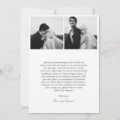 モダンな黒と白の写真の結婚式 サンキューカード (裏面)