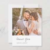 モダンな黒と白の写真の結婚式 サンキューカード (正面)