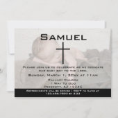 モダンな黒と白の写真を使った赤ちゃんの献堂式招待状 招待状 (正面)