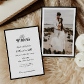 モダンな黒と白の写真結婚式 招待状