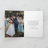 モダンな黒と白の写真　クラシックな結婚式 サンキューカード (内部)