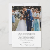 モダンな黒と白の写真 クラシックな結婚式 サンキューカード (裏面)