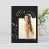 モダンな黒と白の写真 卒業パーティー 招待状 (スタンド正面)