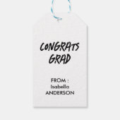 モダンな黒と白の卒業式タグ ギフトタグ (裏面)