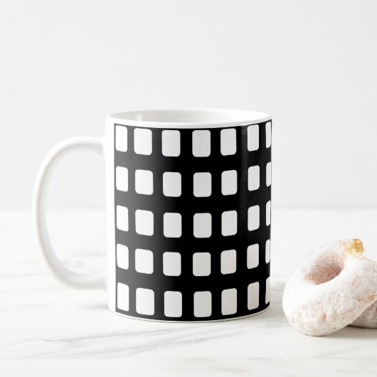モダンな黒と白の四角形 コーヒーマグカップ (ドーナツ)