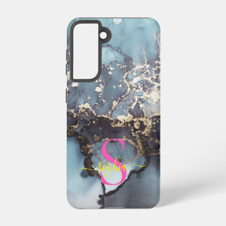 モダンな黒と白の大理石のモノグラム SAMSUNG GALAXY S21ケース