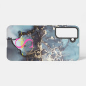 モダンな黒と白の大理石のモノグラム SAMSUNG GALAXYケース (裏面横)