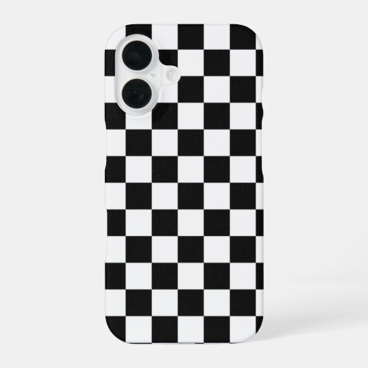 モダンな黒と白の市松模様iPhone iPhone 16ケース (裏面)