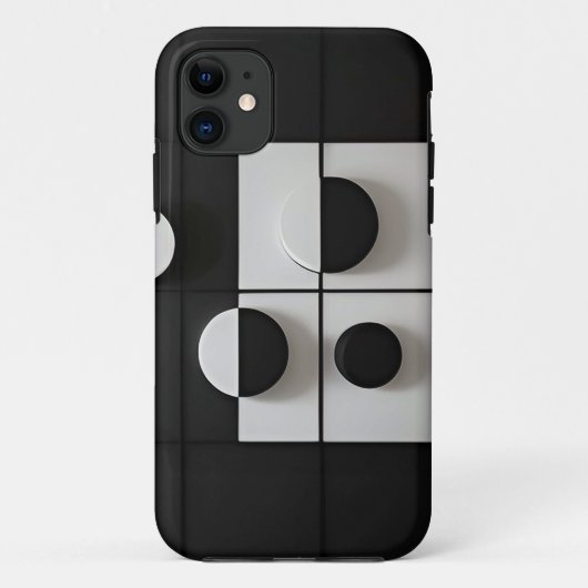 モダンな黒と白の幾何学抽象アート Case-Mate iPhoneケース (裏面)