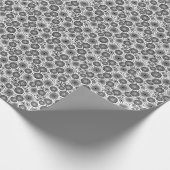 モダンな黒と白の幾何学的な花のスターバースト ラッピングペーパー (角)