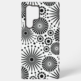 モダンな黒と白の幾何学的な花のスターバースト SAMSUNG GALAXY S22 ULTRAケース