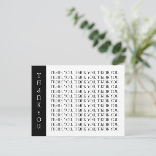 モダンな黒と白の感謝の言葉 ポストカード (スタンド正面)
