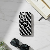 モダンな黒と白の斜めストライプモノグラム Case-Mate iPhoneケース