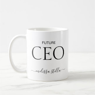 モダンな黒と白の未来のCEOネーム | フェミニンなギフト コーヒーマグカップ