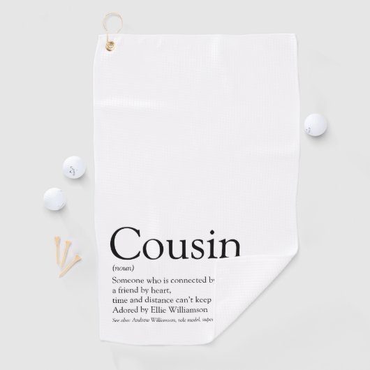 モダンな黒と白の楽しい従兄弟の定義 ゴルフタオル (インサイチュ)