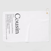 モダンな黒と白の楽しい従兄弟の定義 ゴルフタオル (横)