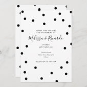 モダンな黒と白の水玉模様のSave the Date セーブザデート (正面/裏面)