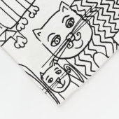モダンな黒と白の猫+子猫の柄 フリースブランケット (角)