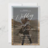 モダンな黒と白の結婚式のスクリプト2枚の写真 招待状 (正面)